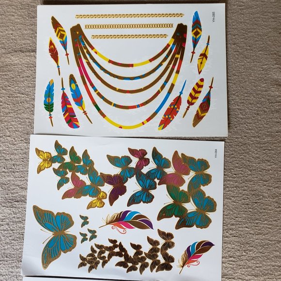 3 sheets Golden Silver Temporary Tattoo - Picture 4 of 15